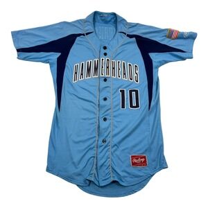 Jupiter Hammerheads Baseball Jersey Mens 36 Blue MILB Ferriero 10 Button Front